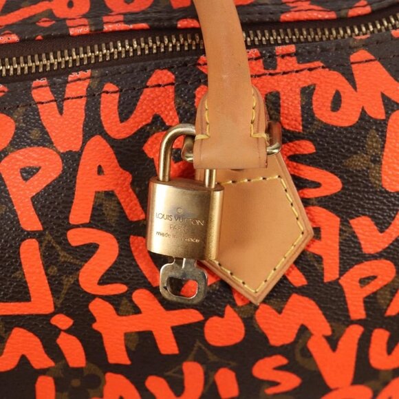 LOUIS VUITTON Monogram Graffiti Speedy 30 Hand Bag Orange M93705 Auth 131812V - Picture 11 of 16